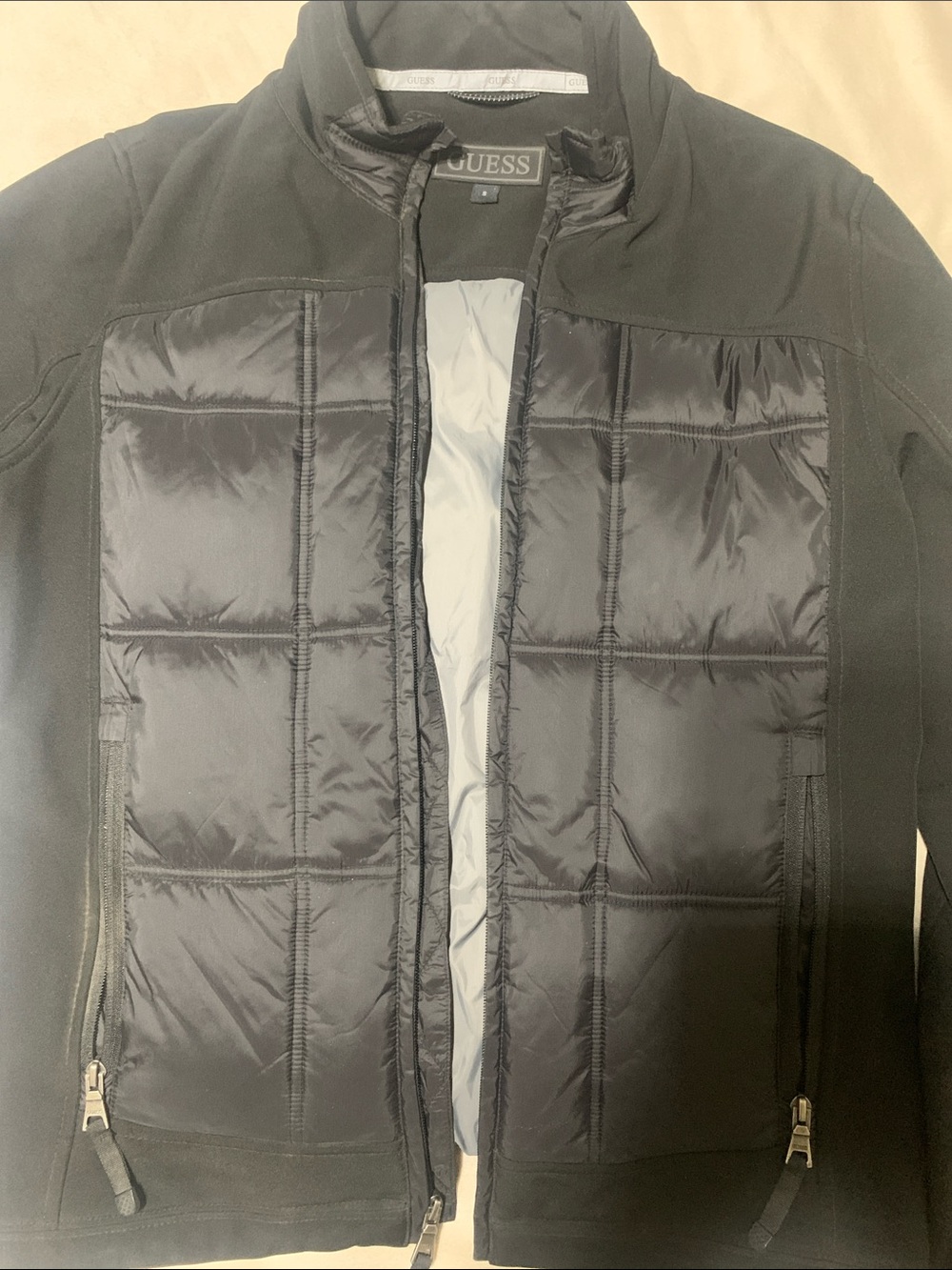 GUESS Black Quilted Front Puffer Jacket